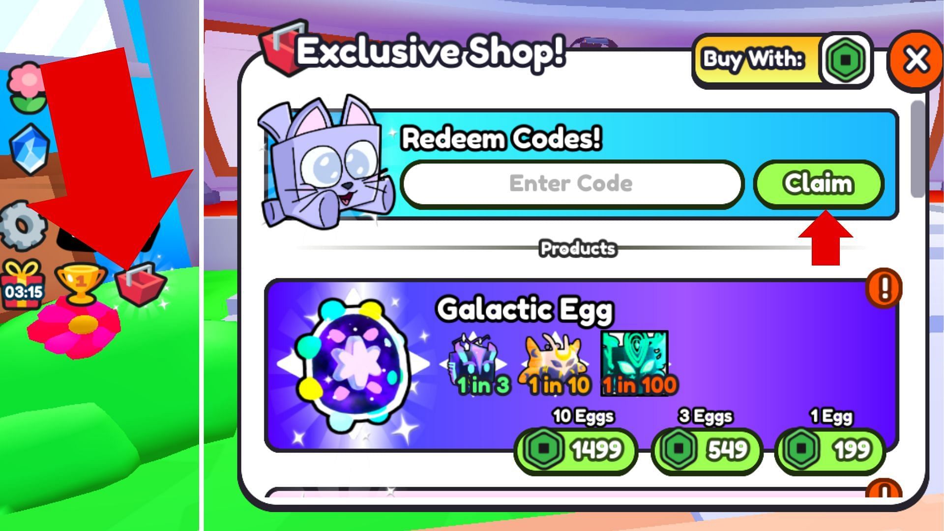 Redeeming codes is a straightforward process (Image via Roblox)